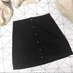 Suede Button Front Skirt